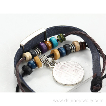 Beads Bangle Jewelry Wholesale Girl's Charm Leather Bracelet